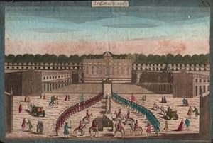 Entrée du Château de Marly, Versailles.Original 18th Century vue optique.