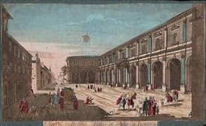 A View of the Hospital Piazza of St. Mari al Florence.Original 18th Century vue optique.