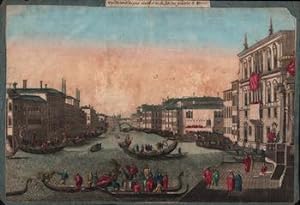 Vue du grand Canal, du Palais Balbori, du Pont Realto, et de la Fête des Gondoles a Venise.Origin...