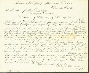 autograph letter signed from Board of Property, Surveyor General's Office of Pennsylvania, Harris...