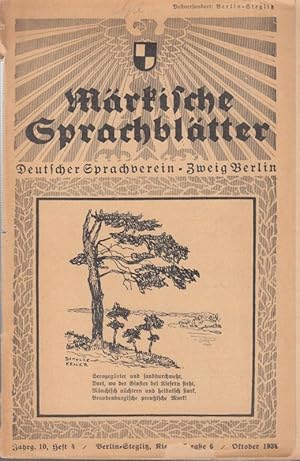 Märkische Sprachblätter. Oktober 1934. Jahrgang 10, Heft 4. - Aus dem Inhalt: Walter Gading - Hum...