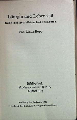 Bild des Verkufers fr Liturgie und Lebensstil: Buch der geweihten Lebenskreise. zum Verkauf von books4less (Versandantiquariat Petra Gros GmbH & Co. KG)
