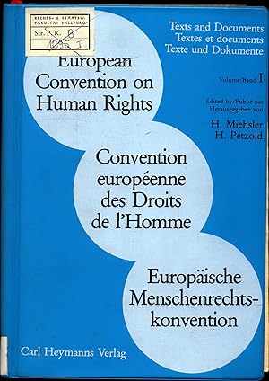 Bild des Verkufers fr European Convention on Human Rights / Convention europenne des Droits de l'Homme / Europische Menschenrechtskonvention ; Volume / Band I, II Texts and Documents / Textes et documents / Texte und Dokumente zum Verkauf von avelibro OHG