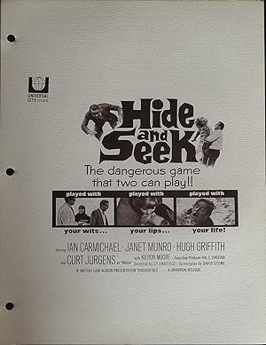 Seller image for Hide and Seek Campaign Sheet 1964 Ian Carmichael, Janet Munro for sale by AcornBooksNH