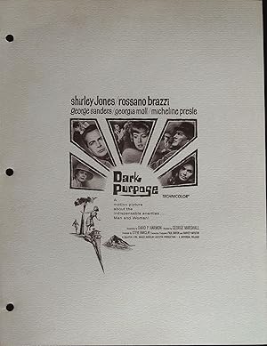 Seller image for Dark Purpose Campaign Sheet 1964 Shirley Jones, Rossano Brazzi for sale by AcornBooksNH