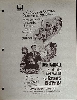 Bild des Verkufers fr The Brass Bottle Campaign Sheet 1964 Tony Randall, Barbara Eden zum Verkauf von AcornBooksNH