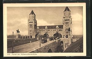 Ansichtskarte Köln, Portal der Hohenzollernbrücke, Strassenbahn