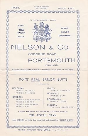 Boys Real Sailor Suits. (Original product advertising with an authentic fabric sample).