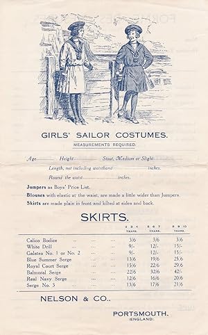 Girls' Sailor Costumes. (Original product advertising).