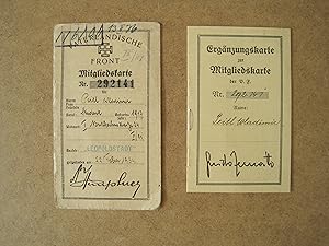 Vaterländische Front. Mitgliedkarte Nr. 292141 plus Ergänzungskarte. Beigetreten am 22,Feber 1934