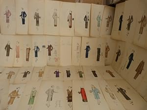 Exceptionnel ensemble de 64 dessins originaux de mode, réalisés dans les années 1920 pour la Mais...