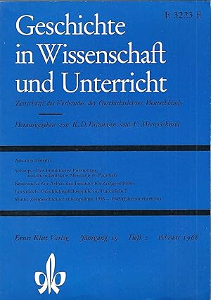 Bild des Verkufers fr Geschichte in Wissenschaft und Unterricht; Jahrgang 19, 1968, Heft Nr. 2 zum Verkauf von Bcherhandel-im-Netz/Versandantiquariat