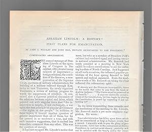 Immagine del venditore per Abraham Lincoln A History, Part XXVI: First Plans For Emancipation venduto da Legacy Books II