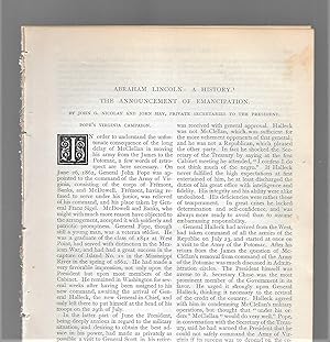 Bild des Verkufers fr Abraham Lincoln A History, Part XXVII: The Announcement Of Emancipation zum Verkauf von Legacy Books II