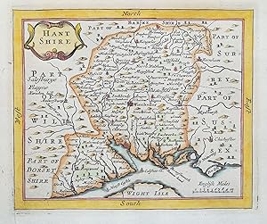 Antique Map HAMPSHIRE, Hant Shire, John Seller, Original c1696