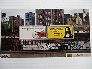 Imagen del vendedor de Guerrilla Girls First they want to take away a woman s right to choose. 10 NY Billboards Public Art Fund 1991 Exhibition invite postcard a la venta por ANARTIST