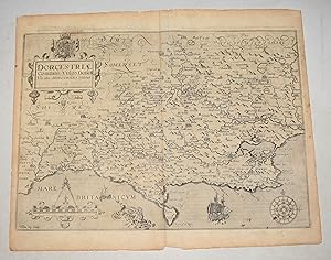 Original Antique Uncoloured Engraved Map of Dorsetshire. DORCESTRIAE. Dorset Comitatis Vulgo Dors...