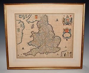 AN ORIGINAL ENGRAVED MAP OF Anglia regnum. Copper engraved map of the Kingdom of England