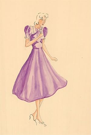 Sartorial c.1935 Watercolour - Purple 1930's Dress