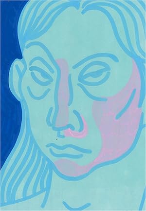 Isabelle Mulvany - 2021 Gouache, Portrait In Blue And Pink