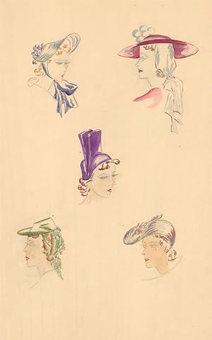 Sartorial c.1935 Watercolour - 1930's Headwear