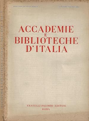 Bild des Verkufers fr Accademie e Biblioteche D'Italia, anno XXIX, nuova serie, n. 5, settembre - ottobre 1961 zum Verkauf von Biblioteca di Babele