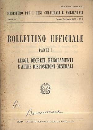 Bild des Verkufers fr Bollettino Ufficiale Parte I Leggi, decreti, regolamenti e altre disposizioni generali zum Verkauf von Biblioteca di Babele