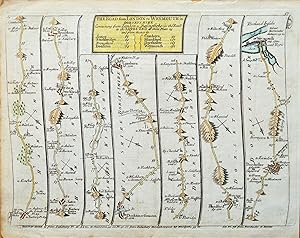 Antique Map BASINGSTOKE, DUNKTON, BLANDFORD,WEYMOUTH Senex Strip Road Map c1749