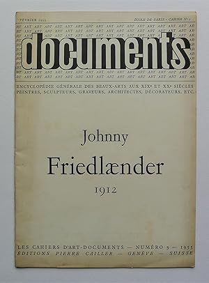 Bild des Verkufers fr Johnny Friedlaender 1912. Documentation runie par Jean-Albert Cartier. Documents. Les Cahiers d'Art, Numro 3, 1955. zum Verkauf von Roe and Moore