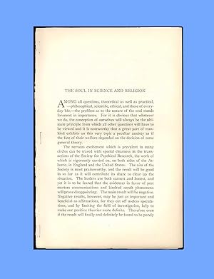 Imagen del vendedor de Paul Carus on The Soul in Science and Religion, Original Journal Article Extracted from 1906 Issue of 'The Monist' a la venta por Brothertown Books