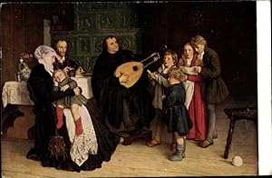 Künstler Ansichtskarte / Postkarte Spangenberg, G. A., Luther im Kreise seiner Familie
