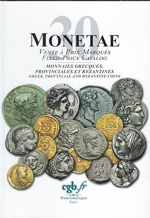 Seller image for Vente  prix marqus. CGB. 30 MONETAE. Monnaies grecques, provinciales et byzantines for sale by Librairie Archaion