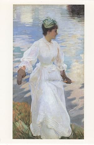 John Singer Sargent Victorian Lady Fishing in 1889 Painting Postcard