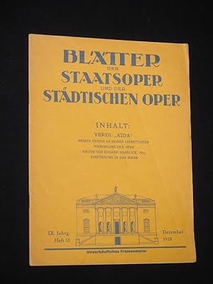 Blätter der Staatsoper und der Städtischen Oper, IX. Jahrgang, Heft 15, Dezember 1928. Schwerpunk...