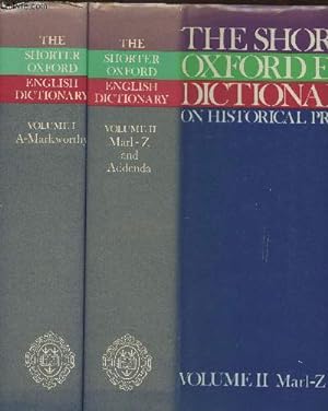 Bild des Verkufers fr The shorter Oxford English Dictionary Tome I et II (2 volumes) A-Z zum Verkauf von Le-Livre