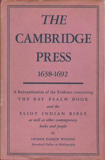 Cambridge Press 1638 - 1692 A Reexamination Of The Evidence Concerning The Bay Psalm Book And The...