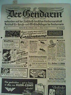 Der Gendarm Nr. 28, 6. Oktober 1938 verbunden mit d. Zeitschrift: Deutsches Gendarmerieblatt