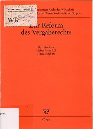 Seller image for Zur Reform des Vergaberechts for sale by avelibro OHG