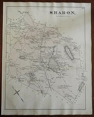Sharon Township Norfolk County Massachusetts Massapoag 1876 detailed antique map