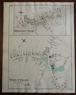 Sheldonville & Wrentham 1876 Norfolk Massachusetts detailed map