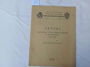 Imagen del vendedor de Censos industrial y de comunicaciones y transportes 1951-1952. Instrucciones. a la venta por Librera "Franz Kafka" Mxico.