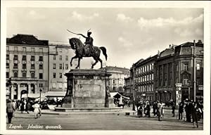 Bild des Verkufers fr Ansichtskarte / Postkarte Zagreb Kroatien, Jelacicev spomenik zum Verkauf von akpool GmbH