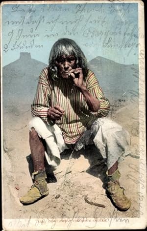 Ansichtskarte / Postkarte Moki Indian Cigarette Smoker