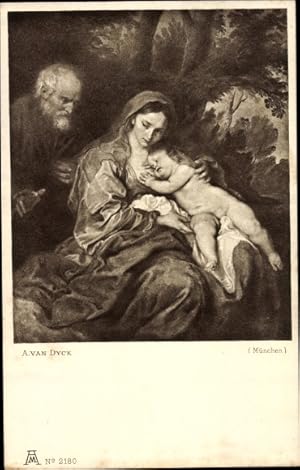 Künstler Ansichtskarte / Postkarte Van Dyck, A., Ruhe auf der Flucht - Ackermann 2180