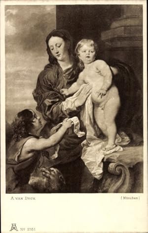 Künstler Ansichtskarte / Postkarte Van Dyck, A., Madonna, Heilige - Ackermann 2181