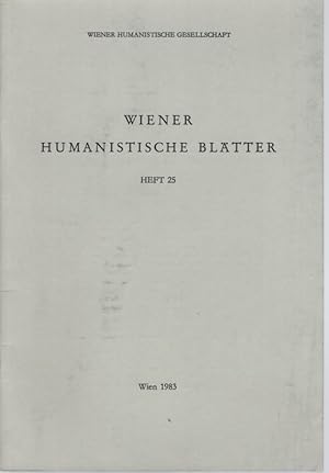 Bild des Verkufers fr Wiener humanistische Bltter Heft 25. zum Verkauf von Fundus-Online GbR Borkert Schwarz Zerfa