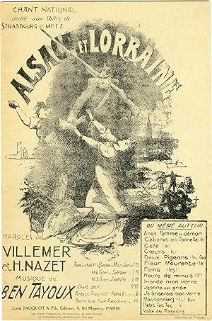 "ALSACE ET LORRAINE (Chant national dédié aux Villes de STRASBOURG et METZ )" Paroles de Gaston V...