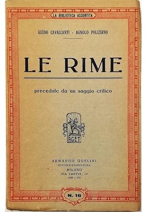 Seller image for Le rime Precedute da un saggio critico for sale by Libreria Tara