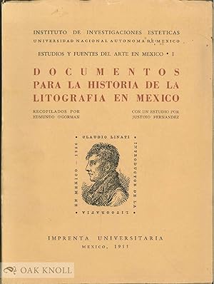 Bild des Verkufers fr DOCUMENTOS PARA LA HISTORIA DE LA LITOGRAFIA EN MEXICO zum Verkauf von Oak Knoll Books, ABAA, ILAB