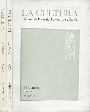 Bild des Verkufers fr La Cultura Rivista di Filosofia Letteratura e Storia, 27, 1989, 1,2 zum Verkauf von Biblioteca di Babele